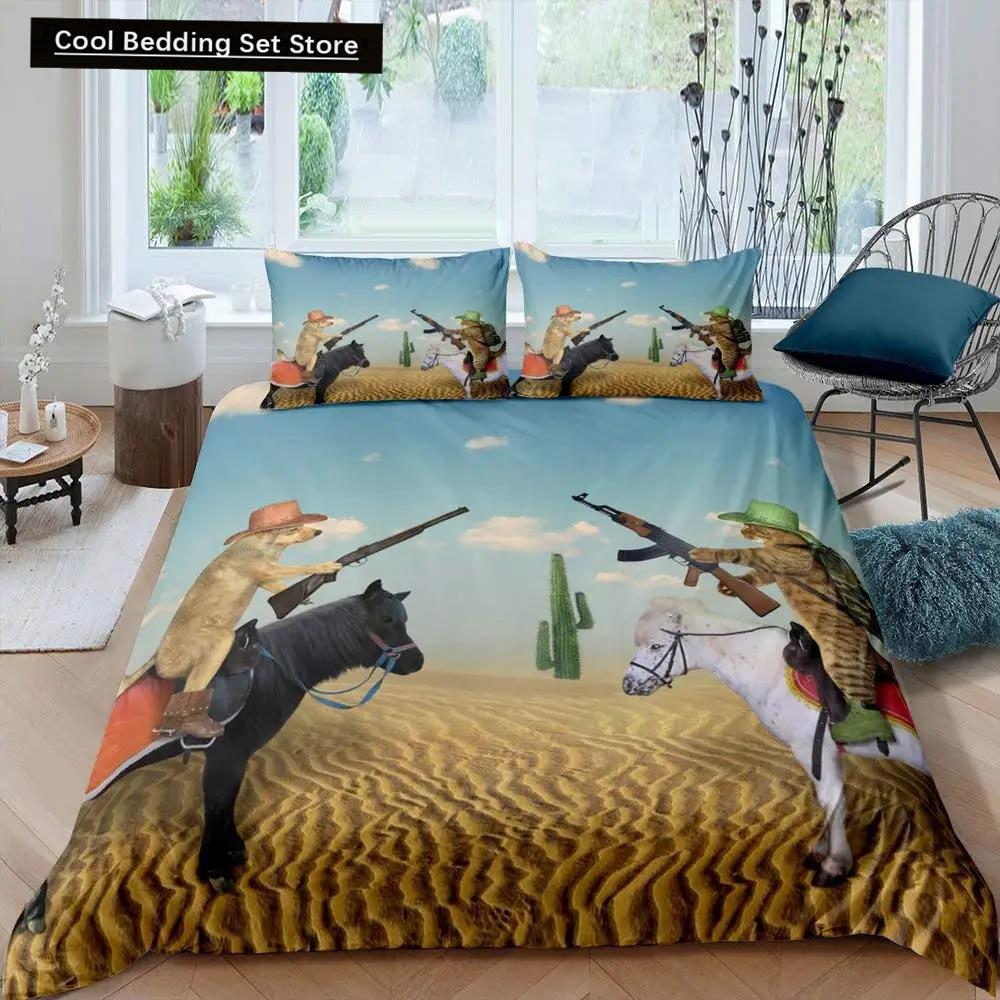 Western Cowboy Duvet Cover Set Vintage Farmhouse Bedding Set For Kids Boys Teens Queen Size Soft 2/3Pcs Polyester Quilt Cover