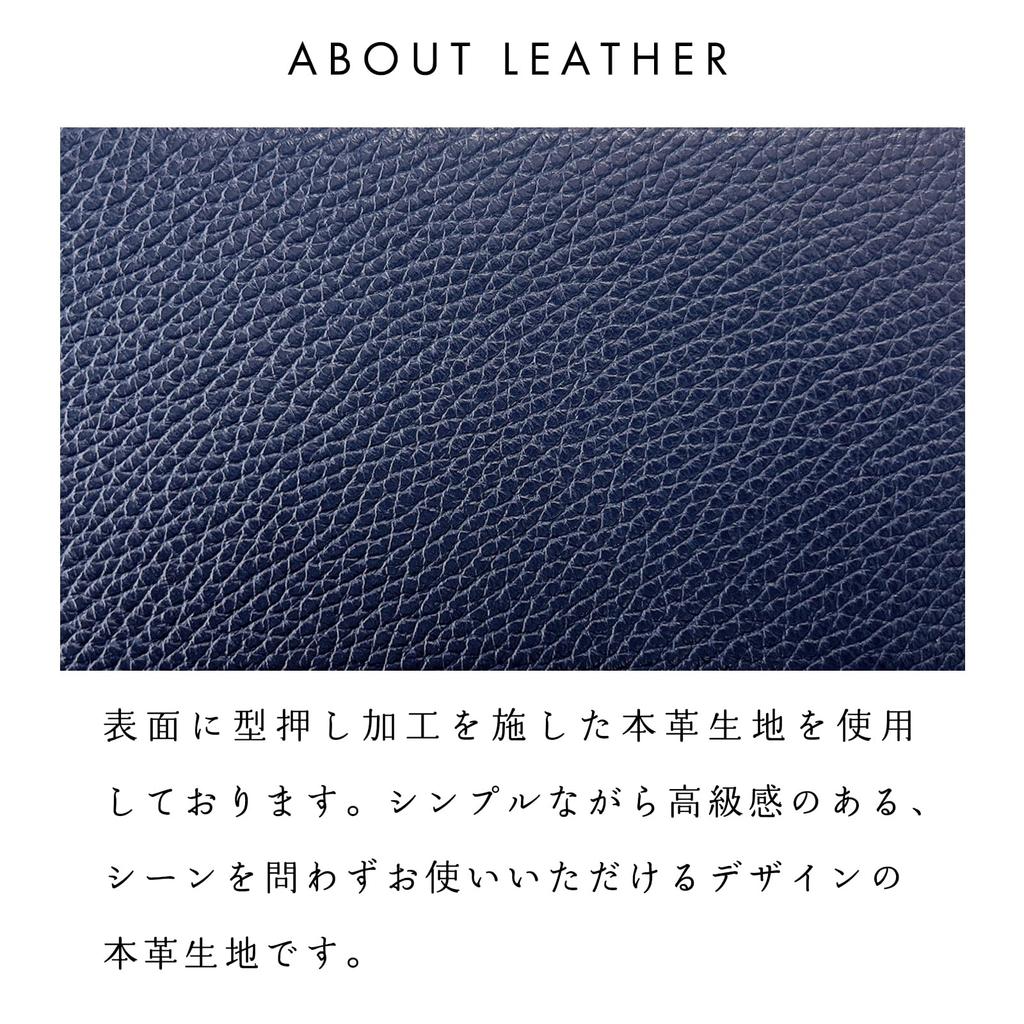 Basic Dandy Embossed Long Wallet for Men and Women, Genuine Leather, Round Zipper, Coin Purse, Card Slots, Long Wallet, Leather Round Wallet, Navy