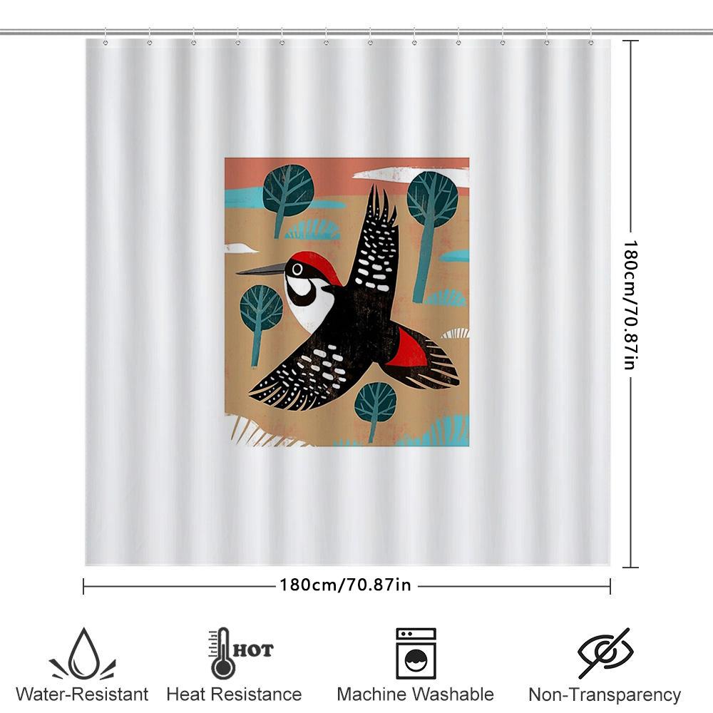 Bird Shower Curtain Nature Forest Wildlife Bathroom Decor Rustic Farmhouse Home Decor Woodland Shower Curtain Set Waterproof