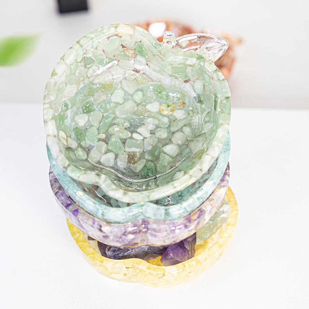 Water Crystal Resin Apple Shape Storage Tray With Elegant Plant Design For Office And Home Decor