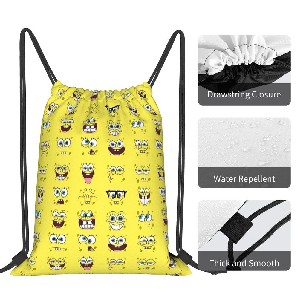 Custom S-Sponges Anime Bobes Drawstring Bags Men Women Lightweight Cartoon Sports Gym Storage Backpack