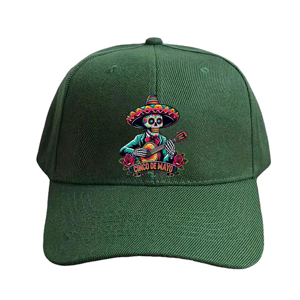 Cinco De Mayo Skeleton Caps Summer Adult Baseball Cap Adjustable with Curved Brim Duckbill Hat Protection Sun Hats