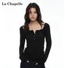 La Chapelle Women's Lyocell Blend Henley Long-Sleeve Top