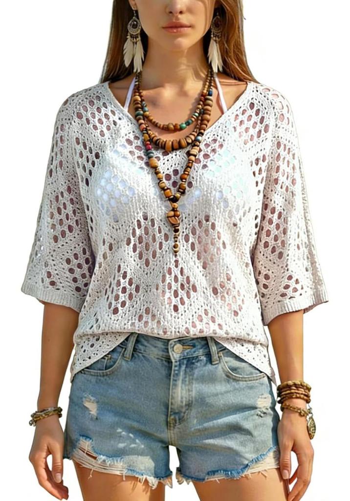2026 Women's Summer Cardigan: Round Neck, Casual, Comfortable, Hollow Design, European & American Trend