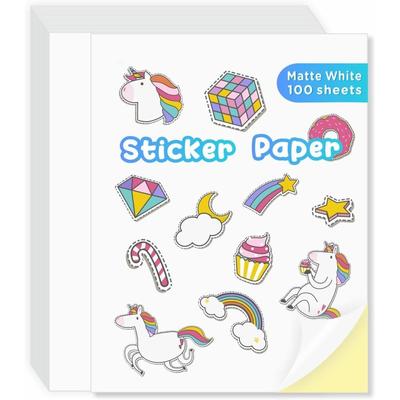 A4 Printable White Sticker Paper, Laser/Inkjet Printing - Matte/Kraft, A4 Size (8.27''x11.69'')