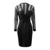 Damen-Kleid mit tiefem V-Ausschnitt, sexy, modisch, mit gefalteten Pailletten, hüftlang, langärmelig