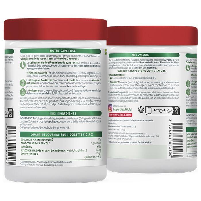 Superdiet Collagène Marin 10 g et Vitamine C 210 Grammes
