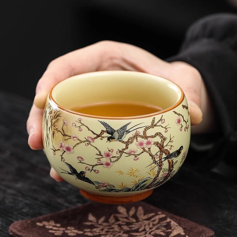 Japanese Ceramic Teacups Creative Retro Handmade Heat Resistant Kung Fu Tea Set Drinkware Mug Tea Bowl Household Teaware New