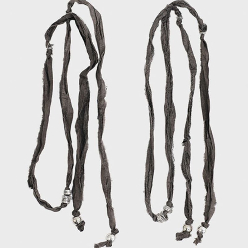 NEGATIVETHREE Silk string necklace_Charcoal