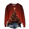 Women's Casual Long Sleeve Christmas Print Neck Pullover Sweatshirt Top