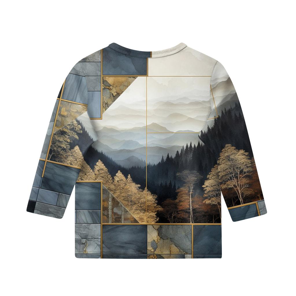 Print Tops For Youth Girls 5-16 Years Round Neck 3/4 Sleeves T-Shirts Trendy Tops Outfit Tees