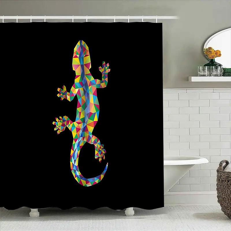 Lizard Pattern Shower Curtain Modern Geometric Reptile Nature Bathroom Decor Backdrop Washable Waterproof Home Textile