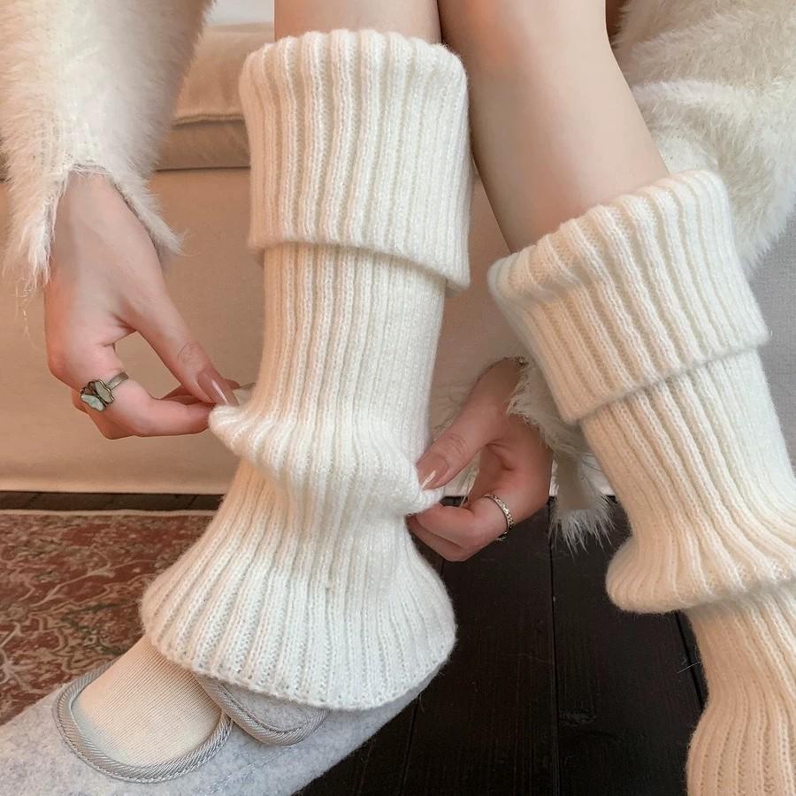 Wool Socks Cover Socks Warm Slimming Knitted Pile Socks Y2K With Snow Boots Calf Socks