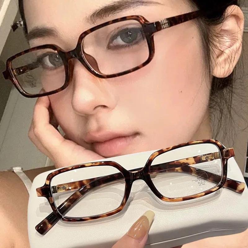 Y2K Leopard Small Frame Glasses Women Retro Fashion Simple Vintage Female Girls Eyewear Decorative Anti-blue Light Eyeglasses