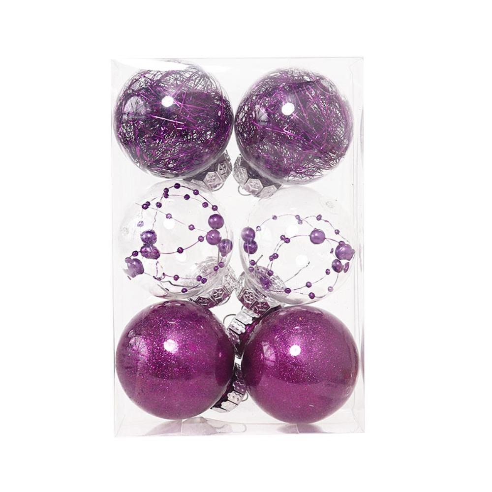 

6 шт./коробка Гальванизированный окрашенный шар Рождественское украшение для елки DIY Поделки Окрашенный пластик Рождественские подарочные коробки Подвеска Подвеска - фиолетовый