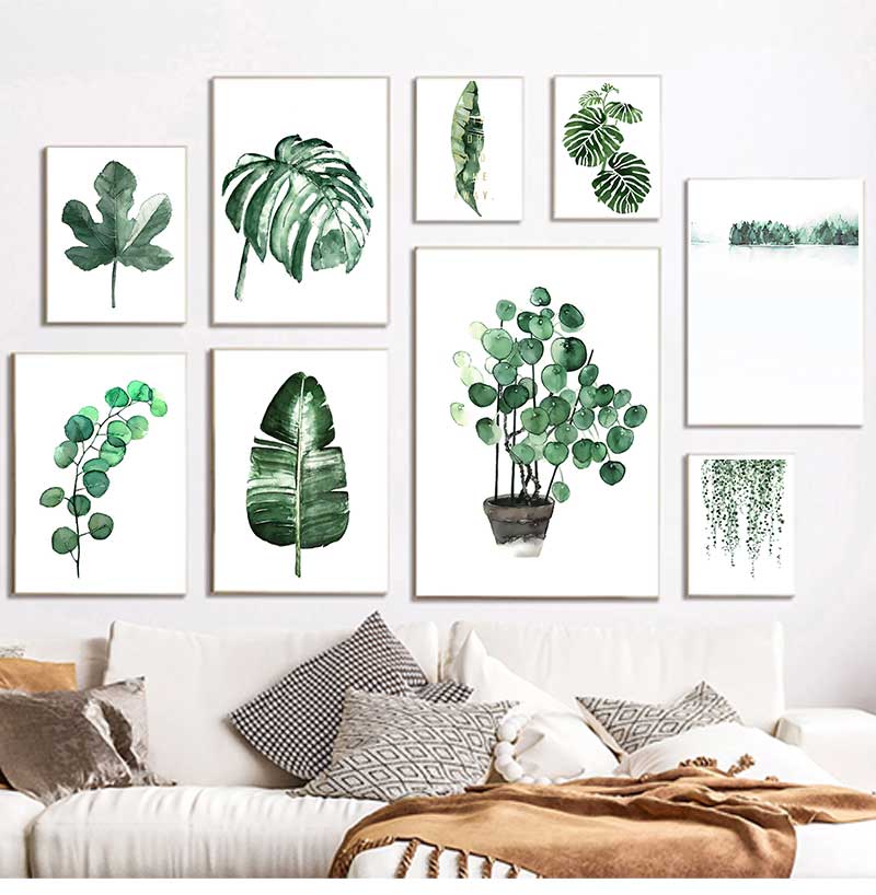 Picture Wall Art Canvas Paintings Home Decoration Nordic Art Tropical Plants Scandinavian Poster Green Leaves Decorative
