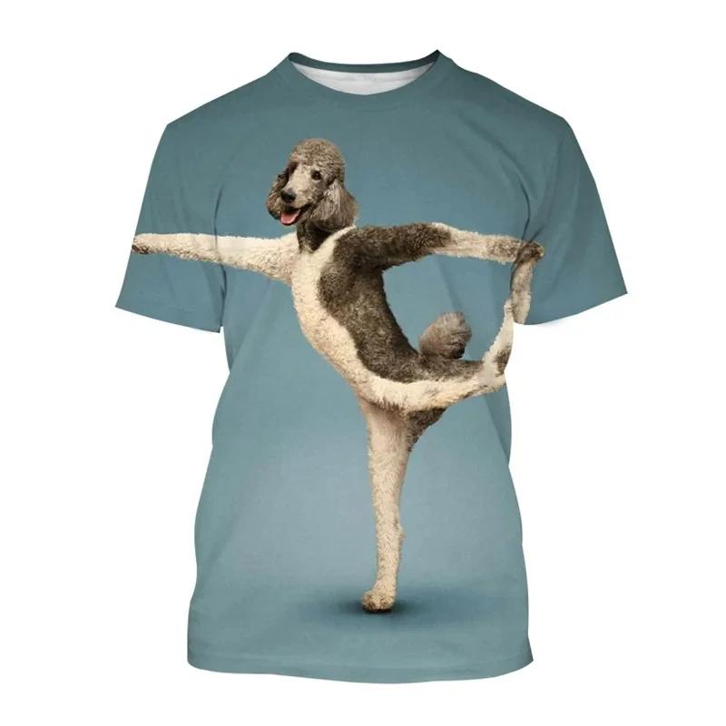 Lustiges Hunde Grafik T-Shirt für Herren Niedliches Tier 3D Gedruckte T-Shirts Sommer Lässige Streetwear Kurzarm Lockeres T-Shirt O-Ausschnitt Oberteile