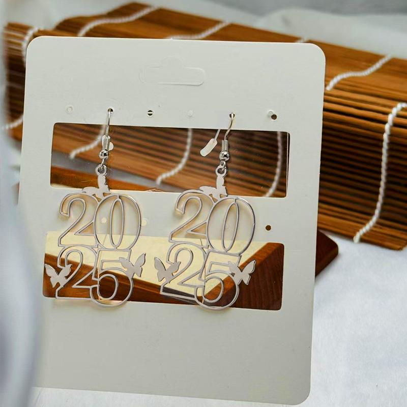 Цифровые серьги Креативный модный дизайн Чувство стиля День Нового года Простые серьги Женские серебряный