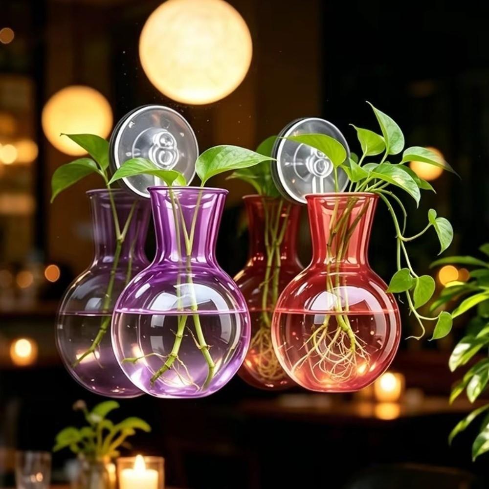 3PCS Hanging Wall Mounted Flower Pot Semi Circular Wall Mounted Vase Plant Propagation Jar  Kitchen