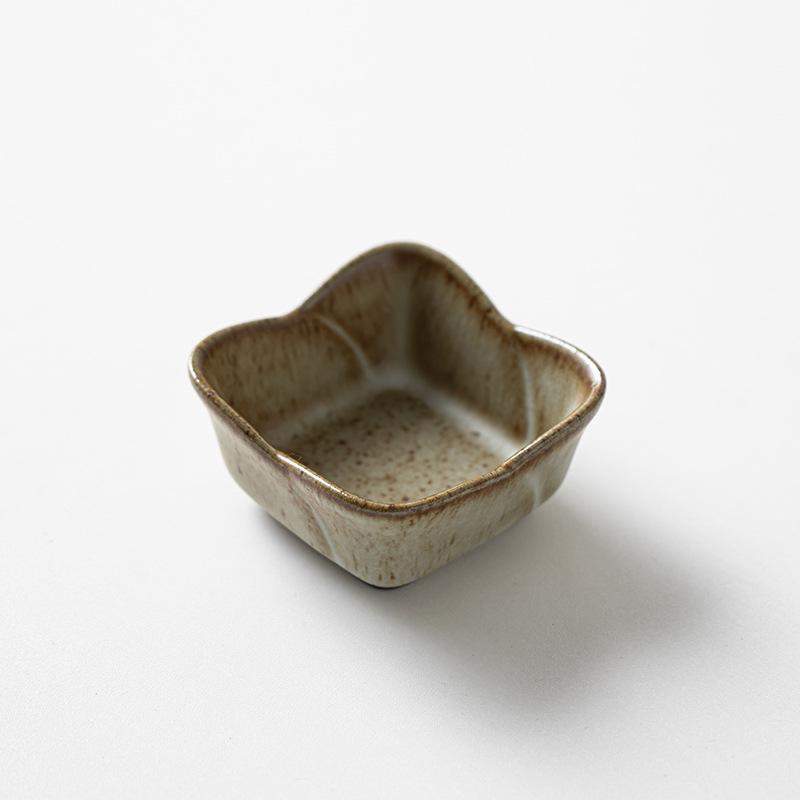 Guirong Retro Square Ceramic Dipping Dish - Small Appetizer & Seasoning Bowl