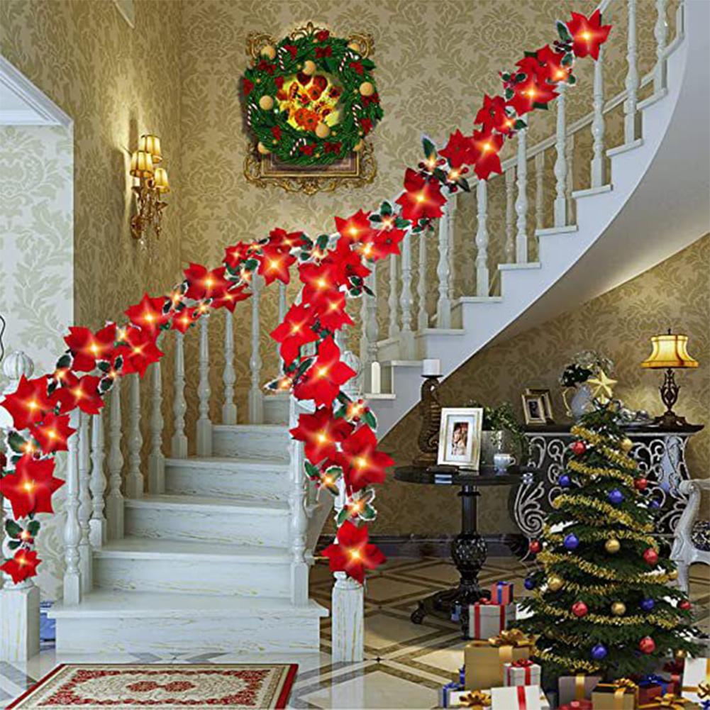 Christmas Fairy Garland Light String LED Decorative Flower Lamp 2 Modes Battery Operated Romantic for Party Escalator Decoration