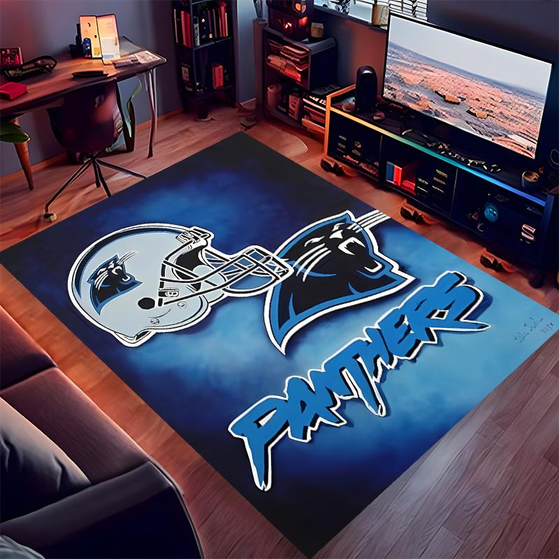 1pc Carolina Panthers Print Area Rug - Soft,Washable Non-Slip Indoor Mat for Office Chairs,Living Room,Home Office Decorative Rug