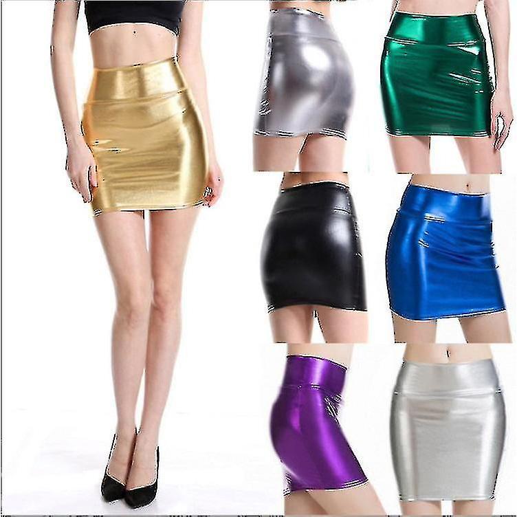 Women's Sexy Pencil Skirt Elastic High Waist Skirt Solid Color Pu Leather Skirt Stretch Short Mini Skirt Hot Fashion-