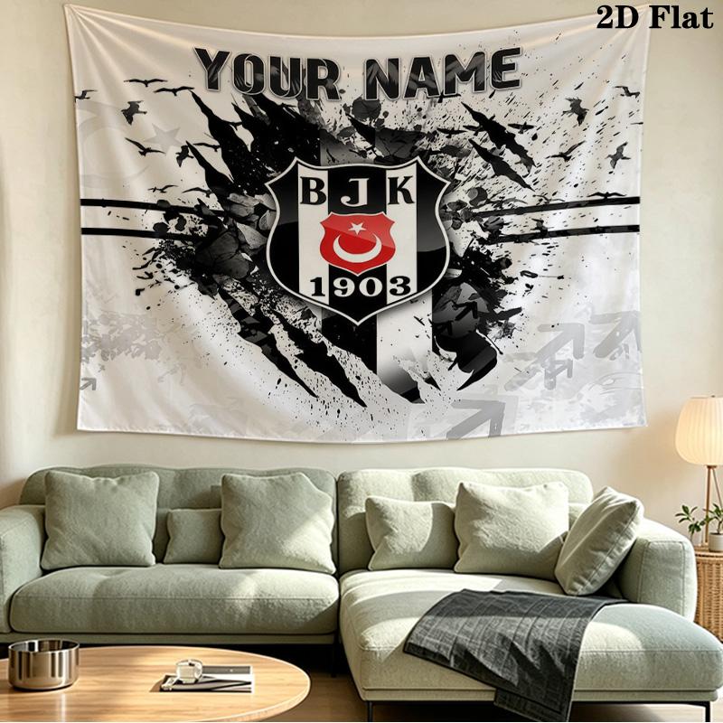 Custom Name Besiktas Printed Tapestry – Wall Hanging for Bedrooms, Dorms, and Home Decor