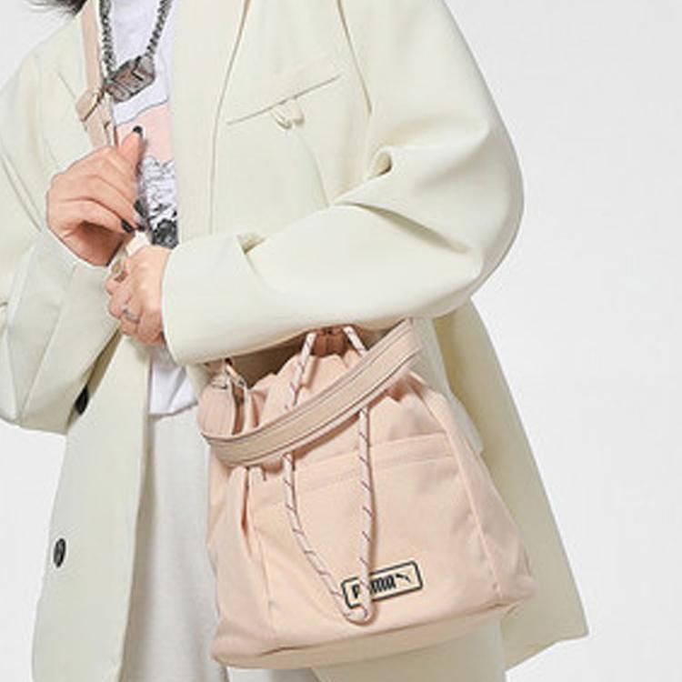 Puma Vintage Street Drawstring Fabric Bucket Bag Women Bags Sand 078130-01