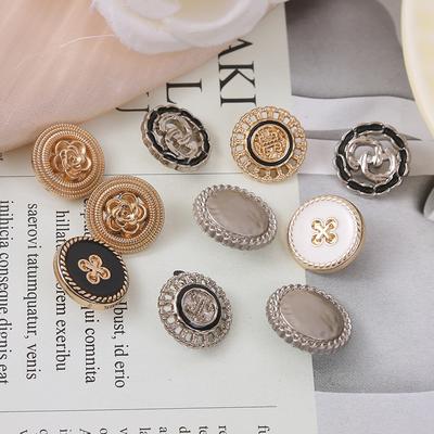 10Pcs New Metal Diamond Hand Sewn Round Pearl Buttons Clothes Accessories Xiaoxiangfeng Coat Shirt Buttons Buttons