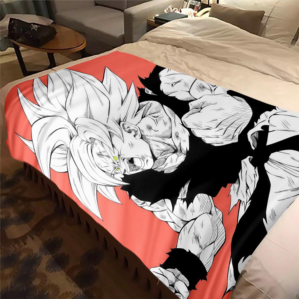 1PC Vegito Print Flannel Blanket, High quality All Seasons, Home Decor, Warmth and Comfort, Perfect for Christmas Gifts