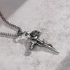 New Gothic Punk Rose Flower Necklaces for Men Hip-hop Silver Color Retro Cross Pendant Collar Jewelry Decoration Gifts Wholesale