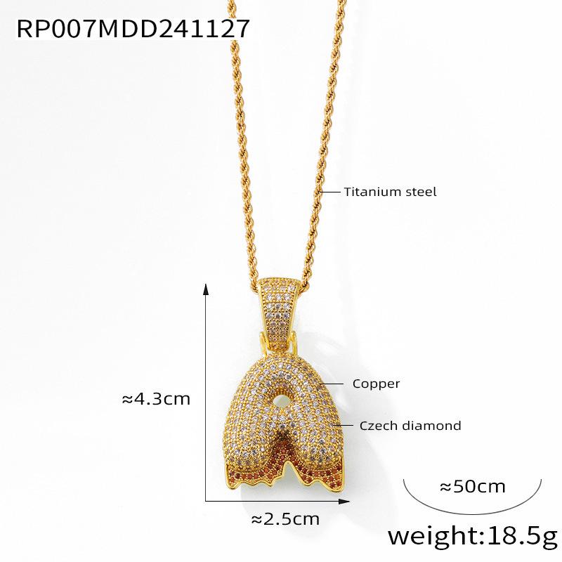 Elegant European-Style Necklace: Women's 26-Letter Diamond-Inlaid Copper Pendant on Titanium Steel Clavicle Chain