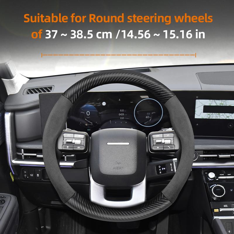 Suitable for Hyundai Suede Matte Carbon Fiber Texture Steering Wheel Cover I30 Tucson I20 Accent I10 I40 Kona Ix35 Grand Elantra Solaris Creta Getz