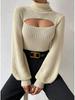 2023 European & American High Neck Sexy Knit Sweater for Women - New Design