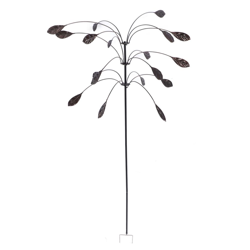 Metal Wind Spinner Wind Sculpture Rustproof Waterproof Heavy Duty Falling Foliage Kinetic Copper Triple Spinner for Outdoor Garden