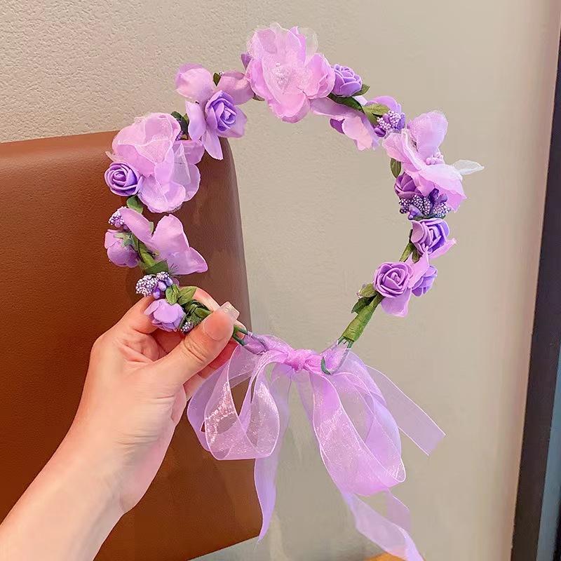 Sweet Butterfly Wreath Headband For Kid Children's Forest Style Hairbands Princess Flower Hair Band Flower Girl Headpiece