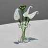 1 Set Glass Flower Bouquet with Vase Hand-Blown Mini Flower Decoration Home Living Room Handmade Simulation Floral Ornament with Stem