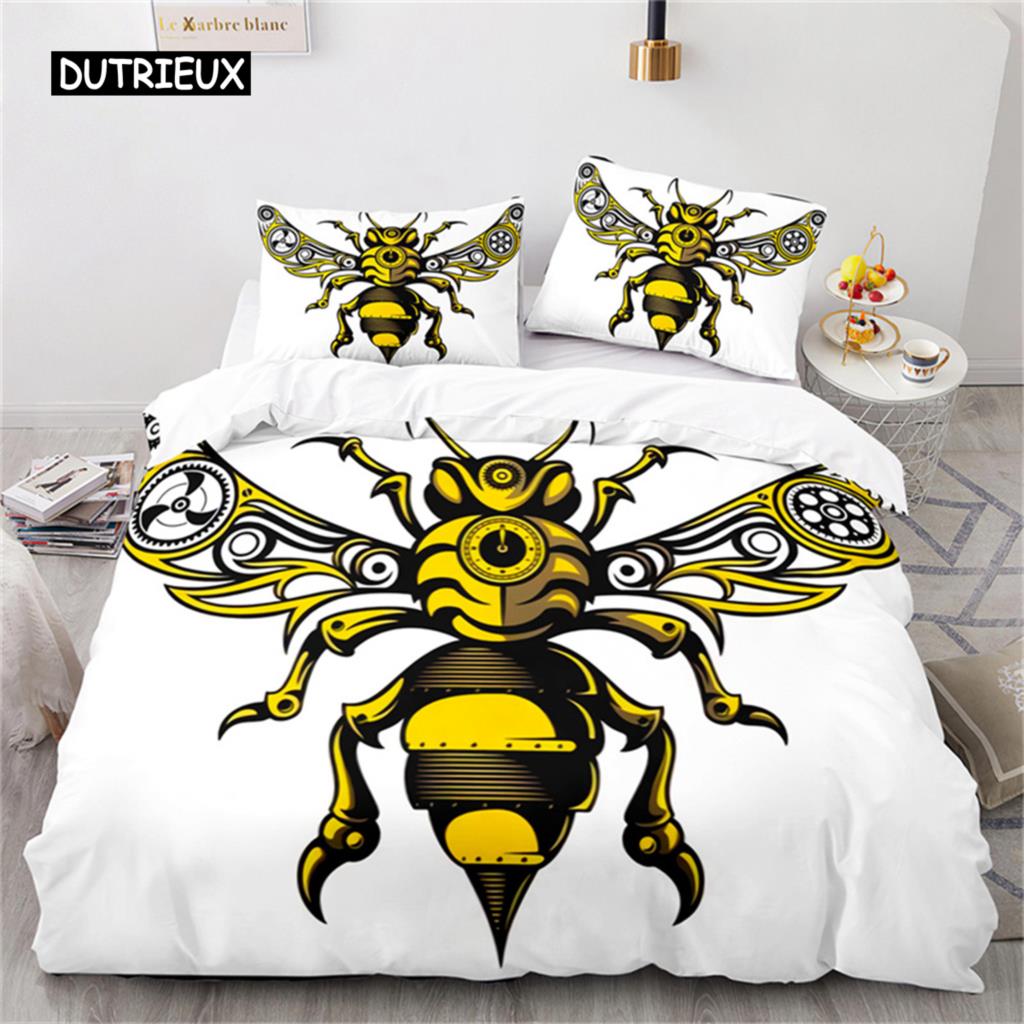 

Пододеяльник Мультяшная Пчела Насекомое Медоносная Пчела Комплект Постельного Белья Микрофибра Дикое Животное Покрывало Кинг для Подростков Украшение Спальни EU single(135x200cm)