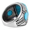 2026 Turquoise Pattern European and American Turquoise Men's Ring Trendy Personality Retro Court Couple Ring