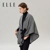 ELLE Women's Retro Houndstooth Wool Blend Shawl Cape