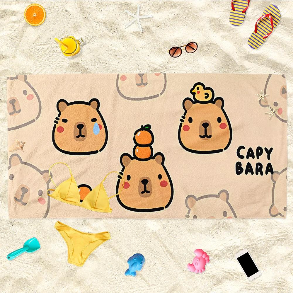 Adorable Capybara Beach Towel: Keep Happy, I M Ok For Summer Fun! Suitable For Towels, Bath Towels, Beach Towels 50x100cm