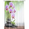 Bamboo Orchid Zen Flower Sheer Drapes Living Room Window Curtains For Bedroom Kitchen Home Decoration Curtain Panels
