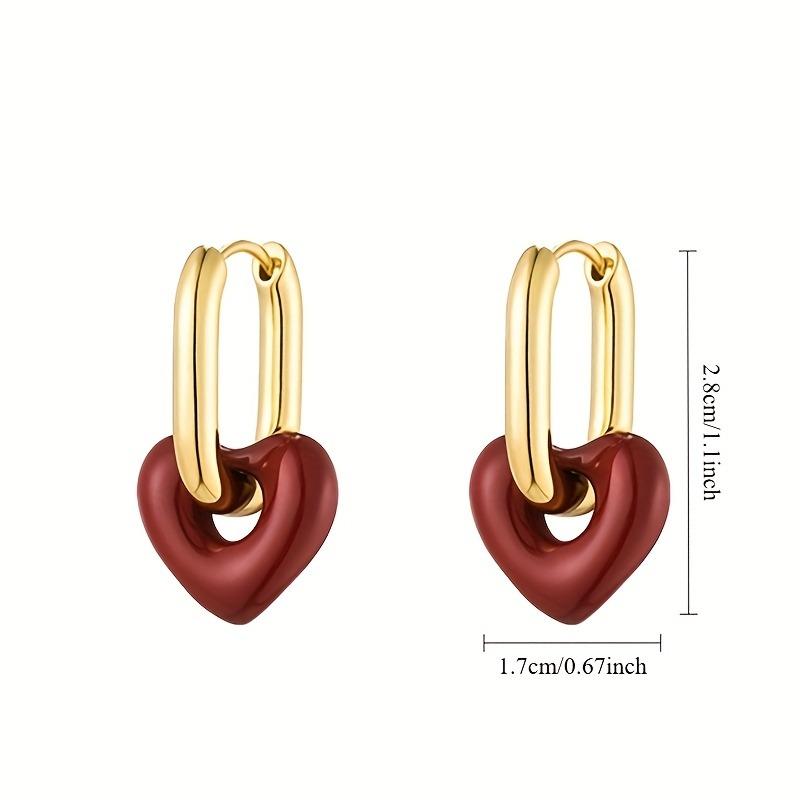 Retro Romantyczne Kolczyki Wiszące z Serduszkiem w Kolorze Wina Dla Kobiet Impreza Weselna Dziewczęce Modna Biżuteria Akcesoria na Prezent Świąteczny