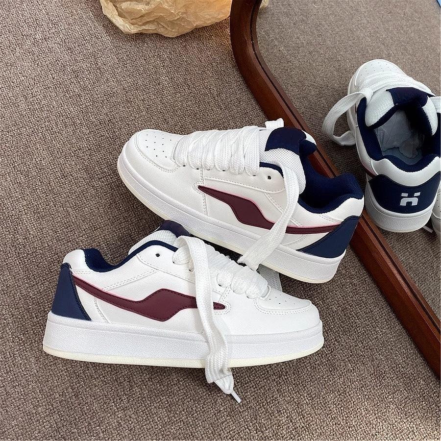 College style niche bread shoes women's summer new versatile thick-soled round head lace-up board shoes