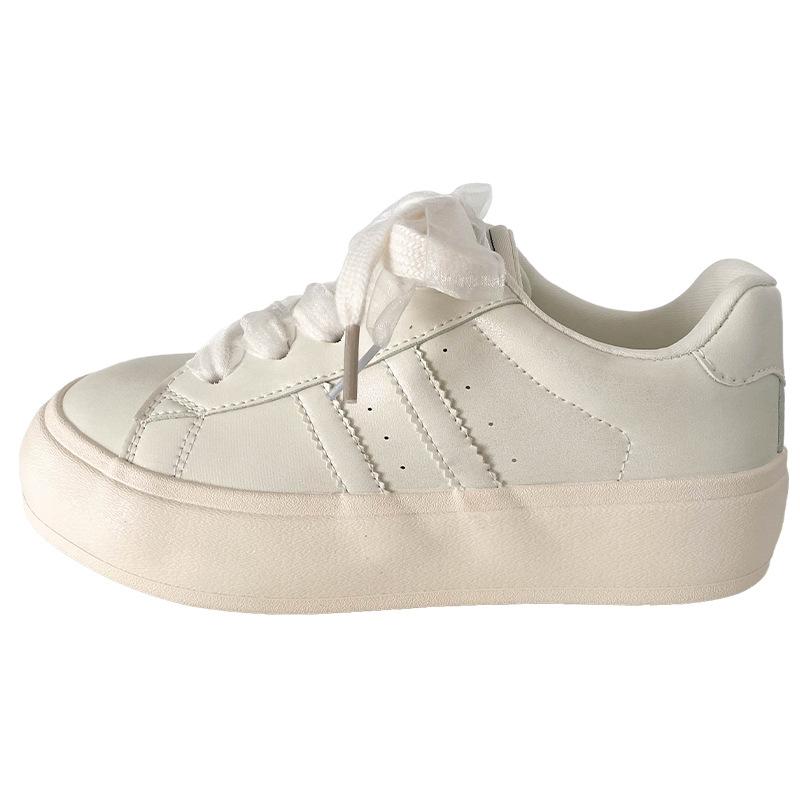 

6618 latex insole/spring 2025 new big head white shoes women s shoes leather surface board shoes casual bread shoes 40 перлина білого кольору