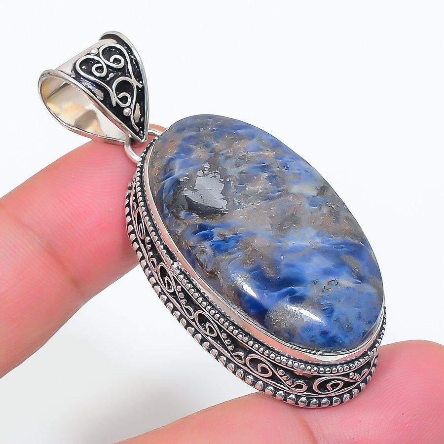 

Подвеска из натурального содалита из стерлингового серебра 925 пробы 2,21 дюйма O6v56