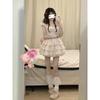 Sweet bow floral dress women's summer new slimming waist puff sleeve princess puffy skirt