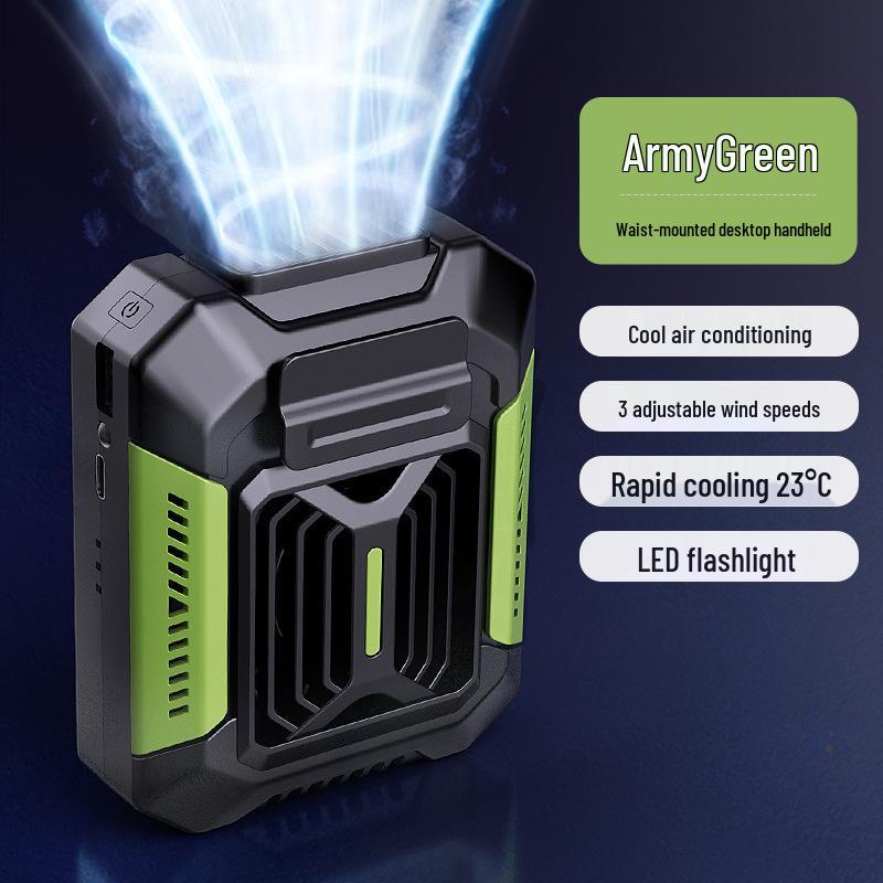 

Wearable Waist-Hanging Fan with 100-Speed Digital Display, Flashlight, and Long Battery Life Waist-Hanging Fan