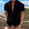 2023 Men's Retro Cotton Linen Short Sleeve Stand Collar Shirt